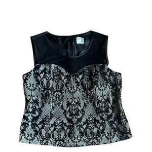 Chanelle Black Lace 16 Sweetheart Mesh Neck Sleeveless Formal Corset-Style Top